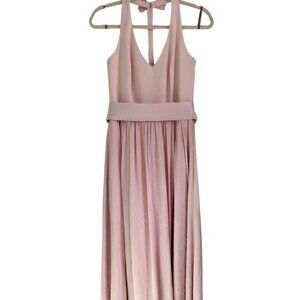White by Vera Wang Pink Satin Halter Bridesmaid Dress Belted Size 6